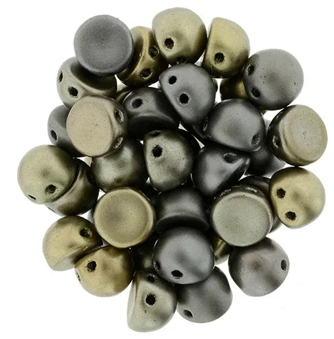 CzechMates Cabochon - Matte Metallic Leather 7mm 2- håls, 10-pack CzechMates