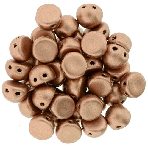 CzechMates Cabochon - Matt Metallic Copper 7mm 2- håls, 10-pack CzechMates