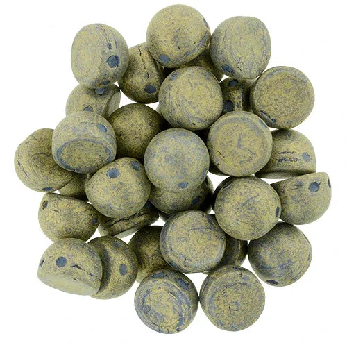 CzechMates Cabochon - Pacifica Poppy Seed 7mm 2-håls, 10-pack CzechMates