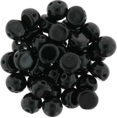 CzechMates Cabochon - Jet 7mm 2-håls, 10-pack CzechMates