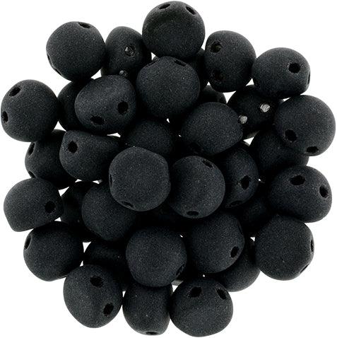 CzechMates Cabochon - Matte Jet 7mm 2-håls, 10-pack CzechMates