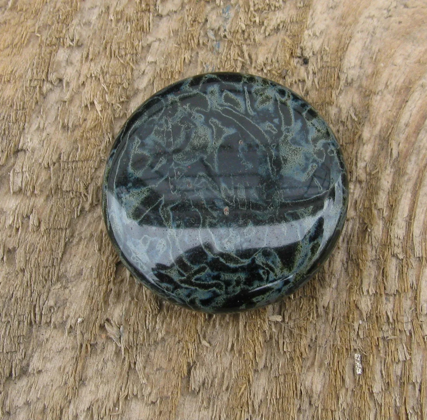 Cabochon Rund - Jet Picasso 24mm Hilmas Pyssel
