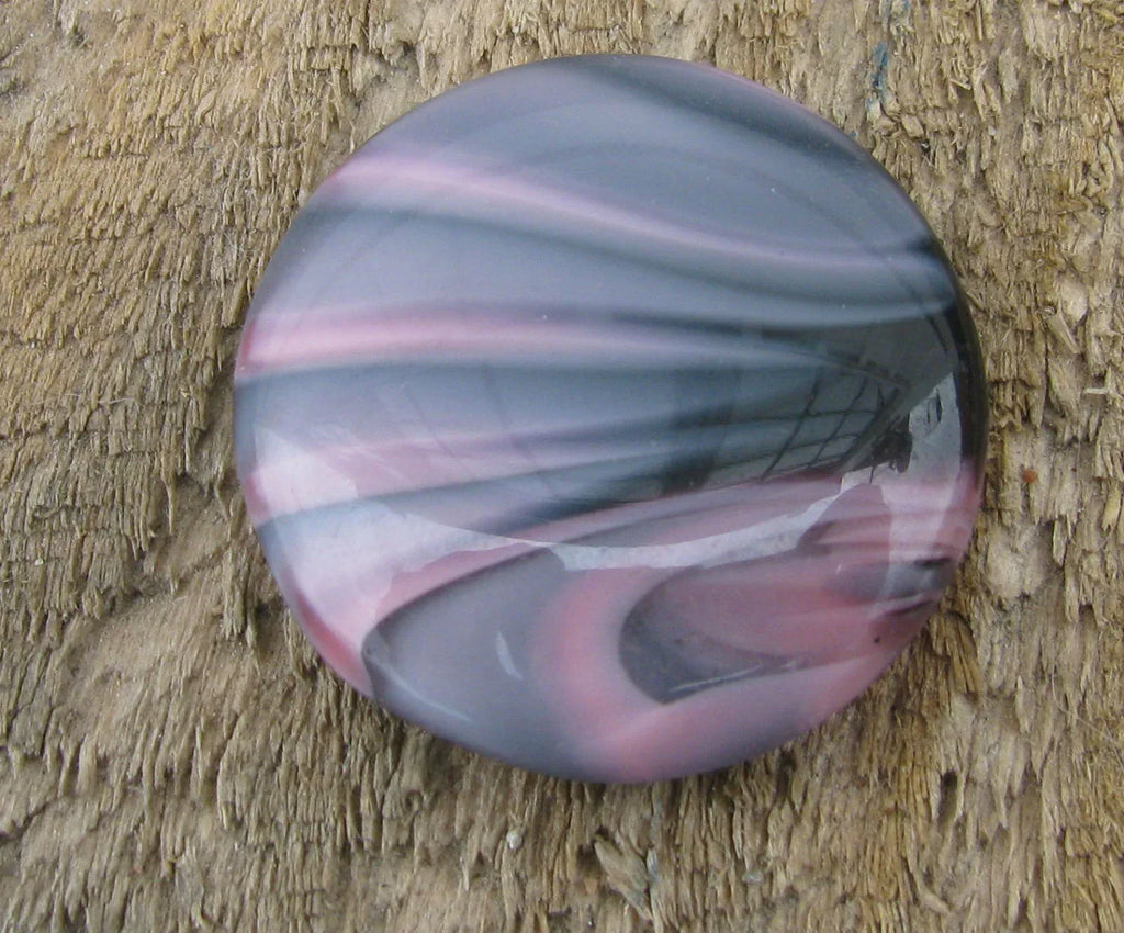 Cabochon Rund - Rosa / Svart ca 24mm 1 styck Hilmas Pyssel