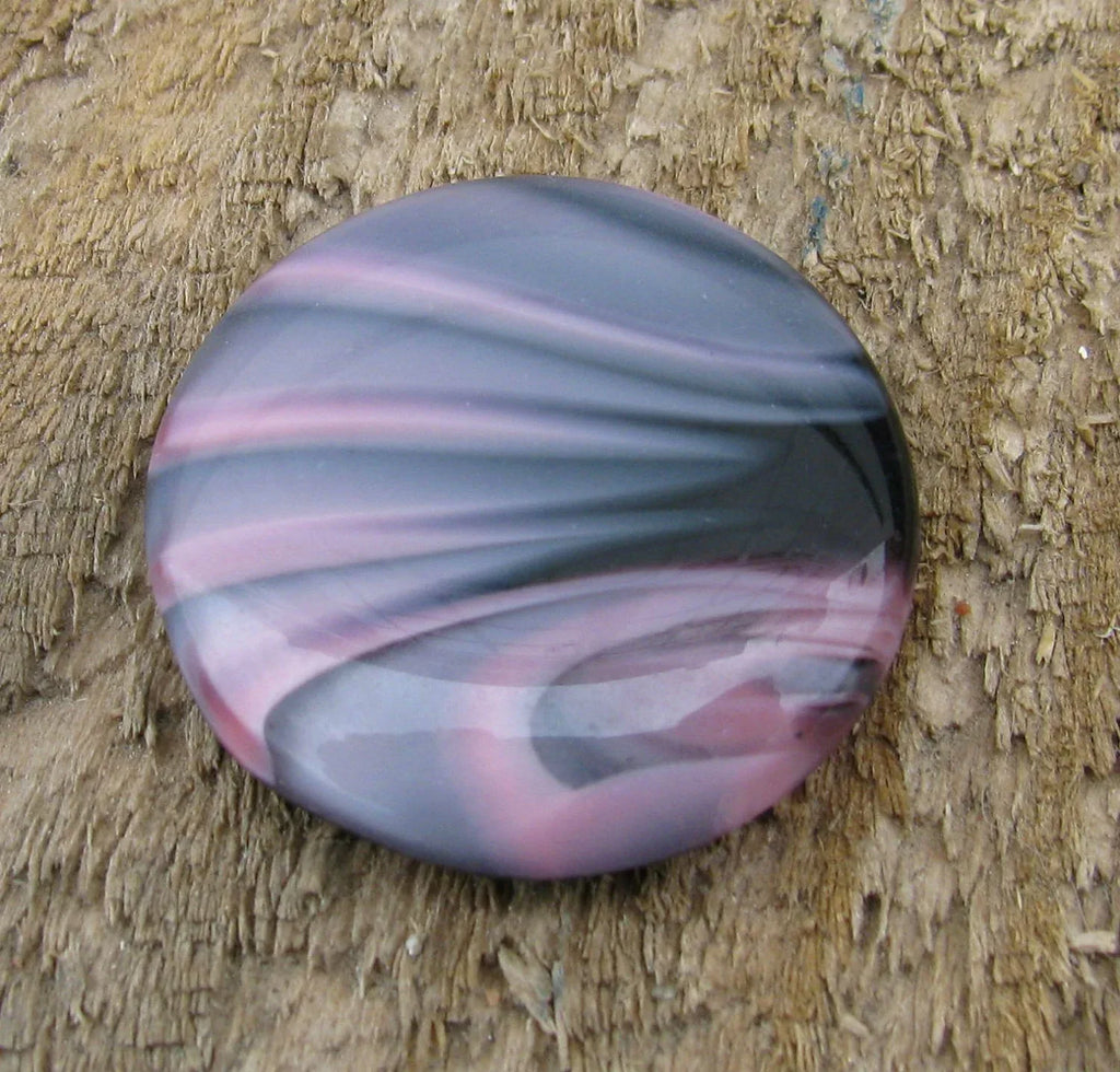 Cabochon Rund - Rosa / Svart ca 24mm 1 styck Hilmas Pyssel