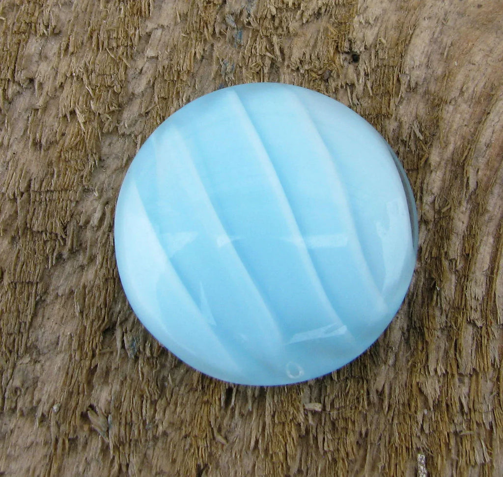 Cabochon Rund - Ljusblå / Vit ca 24mm Hilmas Pyssel