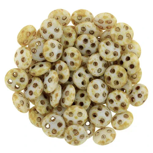 CzechMates QuadraLentil - Alabaster Picasso 6mm, 10 gram CzechMates