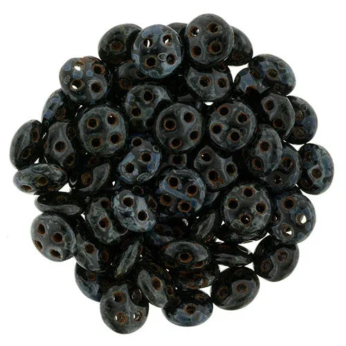 CzechMates QuadraLentil - Jet Picasso 6mm, 10 gram CzechMates
