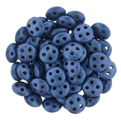 CzechMates QuadraLentil - Metallic Suede Blue 6mm, 10 gram CzechMates