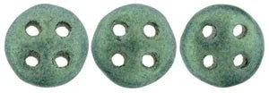 CzechMates QuadraLentil - Metallic Suede LT Green 6mm, 10 gram CzechMates
