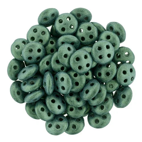 CzechMates QuadraLentil - Metallic Suede LT Green 6mm, 10 gram CzechMates