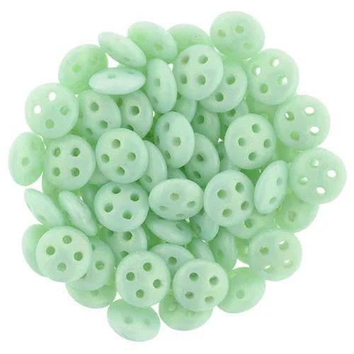 CzechMates QuadraLentil - Sueded Gold Opaque Pale Turquoise 6mm, 10 gram CzechMates