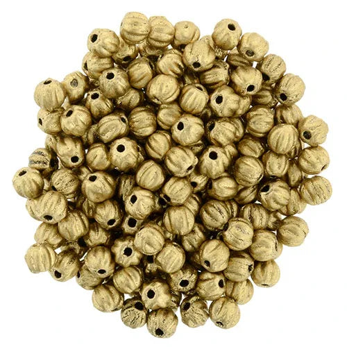 Tjeckiska Melon Round - Matte Metallic Flax 3mm 50-pack Hilmas Pyssel