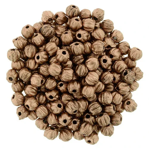 Tjeckiska Melon Round - Matte Metallic Bronze Copper 3mm, 50-pack Hilmas Pyssel