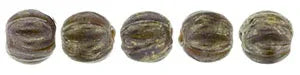 Tjeckiska Melon Round - Opaque Purple - Bronze Picasso 3mm 50-pack Hilmas Pyssel