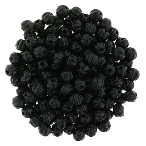 Tjeckiska Melon Round - Jet 3mm 50-pack Hilmas Pyssel