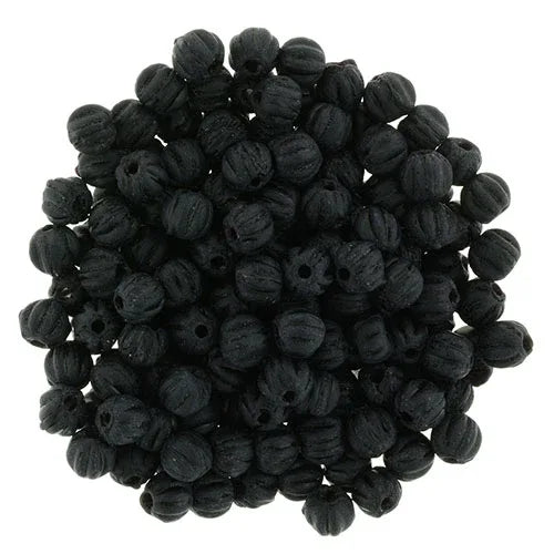 Tjeckiska Melon Round - Matte Jet 3mm 50-pack Hilmas Pyssel