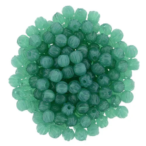 Tjeckiska Melon Round - Alabaster Malachite Green 3mm 50-pack Hilmas Pyssel