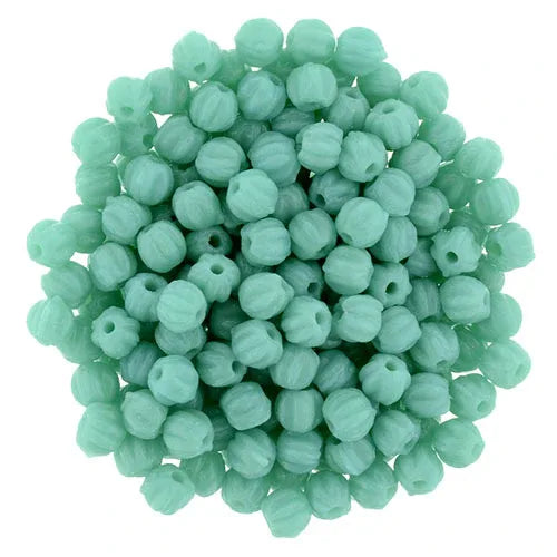 Tjeckiska Melon Round - Turquoise 3mm 50-pack Hilmas Pyssel