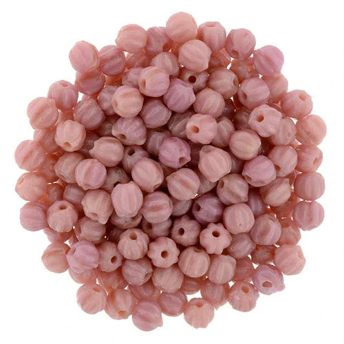 Tjeckiska Melon Round - Coral Pink 3mm 50-pack Hilmas Pyssel
