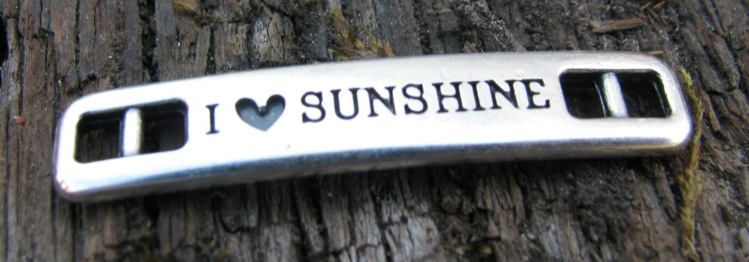 Connector Silverfärgat - I <3 Sunshine 36x7mm, 1 styck Grekisk Metall