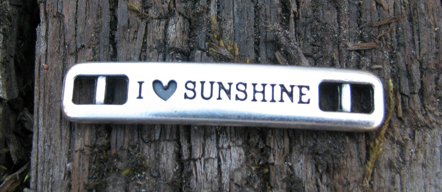 Connector Silverfärgat - I <3 Sunshine 36x7mm, 1 styck Grekisk Metall