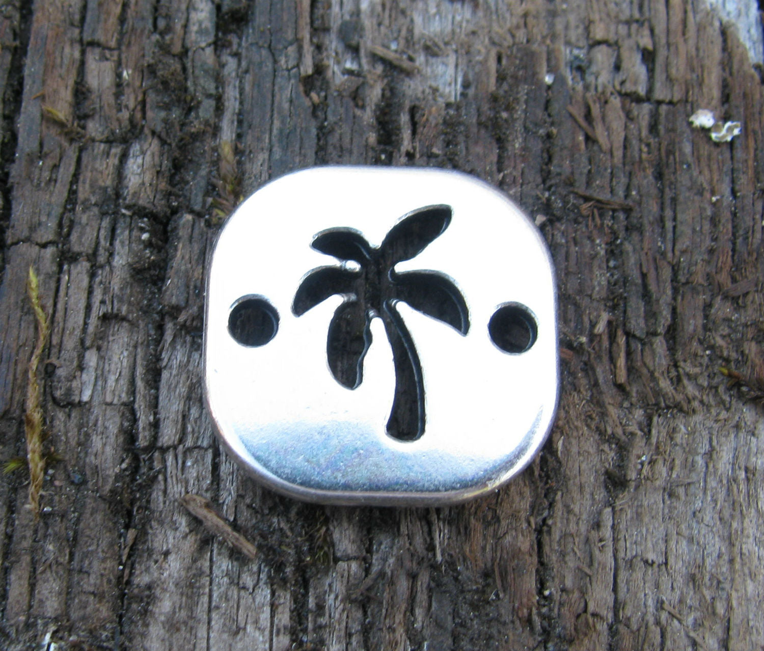 Connector Silverfärgad - Fyrkant med palm 18mm 1 styck Grekisk Metall