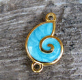 Connector Guldfärgad - Emalj Snäcka Turkos 1 Styck Grekisk Metall