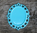 Ramberlock / Connector Turkos - Stor Oval Spetsram 25x18mm 1 styck Grekisk Metall