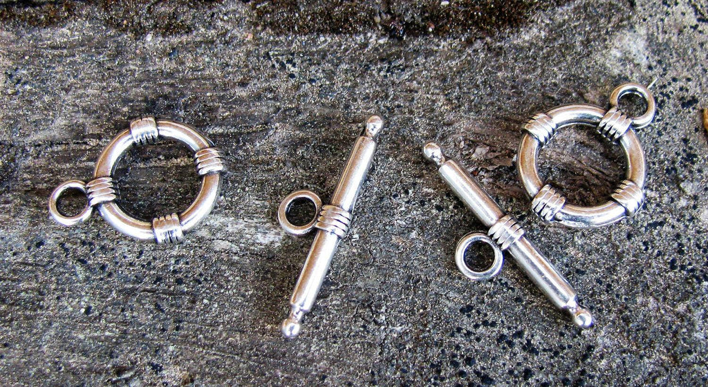 Stavlås Silverfärgat - Runt med ränder 2-pack Grekisk Metall