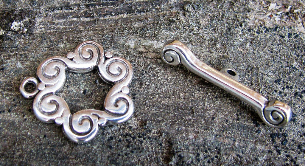 Stavlås Silverfärgat - Snirklig blomma 1 set Grekisk Metall