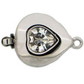Claspgarten instickslås - Hjärta med swarovskikristall, silverfärgad 15x13mm 1 styck Claspgarten