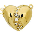 Claspgarten instickslås - Hjärta med Swarovskikristaller, guldpläterad 20x18mm, 1 styck Claspgarten