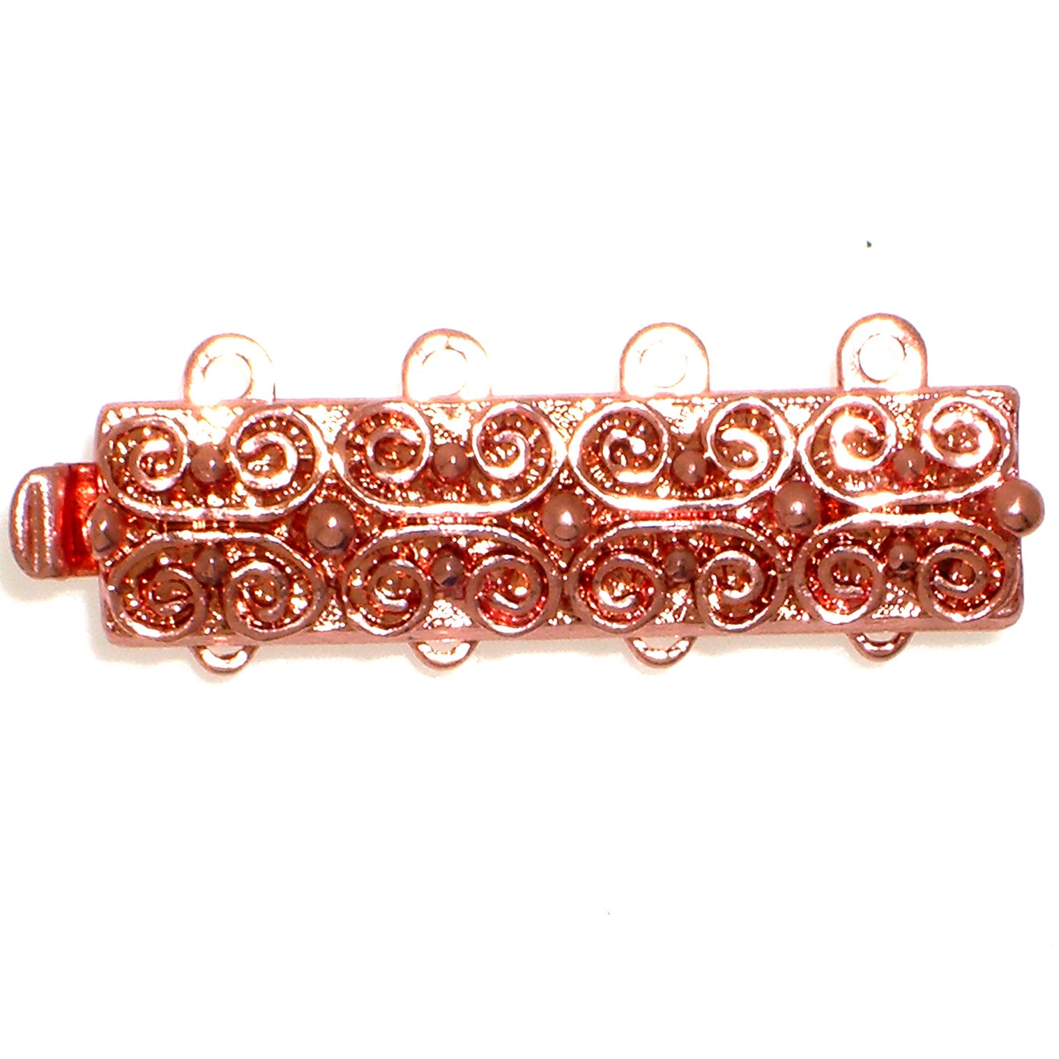 Claspgarten Instickslås - Större Rektangel Mönstrad, Kopparfärgad 25x6mm 1 styck Claspgarten