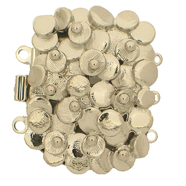 Claspgarten Instickslås - Större med Cirklar, Silverfärgad 28x22mm 1 styck Claspgarten