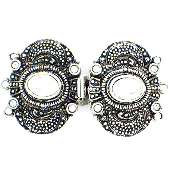 Claspgarten instickslås - Viktorianskt med swarovskikristaller, mörksilverfärgad 39x22mm 1 styck Claspgarten