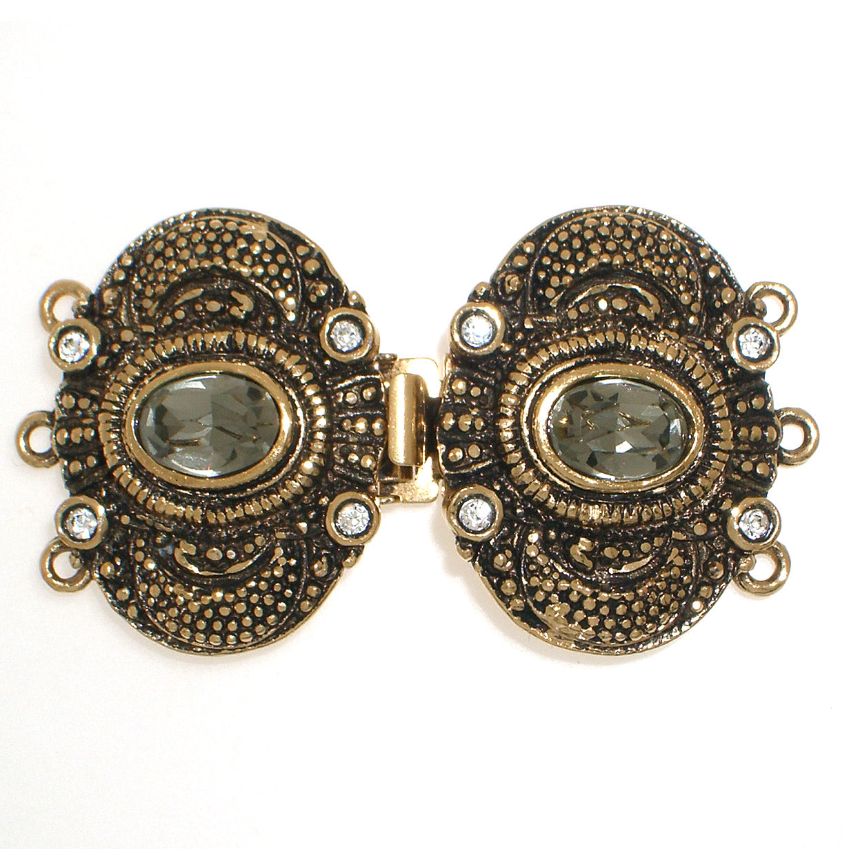 Claspgarten instickslås - Viktorianskt med swarovskikristaller, bronsfärgad 39x22mm, 1 styck Claspgarten