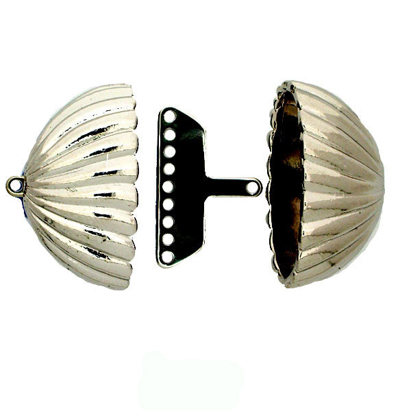 Claspgarten Cap - Större Randig, Silverfärgad 29x14mm 1 set Claspgarten