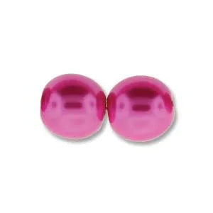Tjeckiska vaxade glaspärlor - Hot Pink 8mm, 1 sträng Hilmas Pyssel