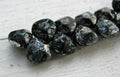 Briolette - Jet Picasso 9x10mm, 1 sträng Hilmas Pyssel