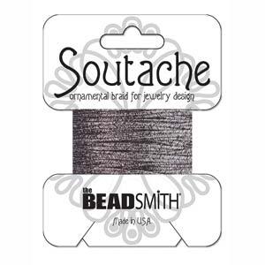 Soutache band - Metallic Silver Black, 1 förpackning (3 yards) Beadsmith