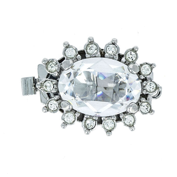 Claspgarten instickslås - Oval swarovskikristaller silverfärgad 21x16mm 1 styck Claspgarten