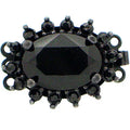 Claspgarten Instickslås - Oval med Jet Swarovskikristaller Svartfärgad 21x16mm 1 styck Claspgarten