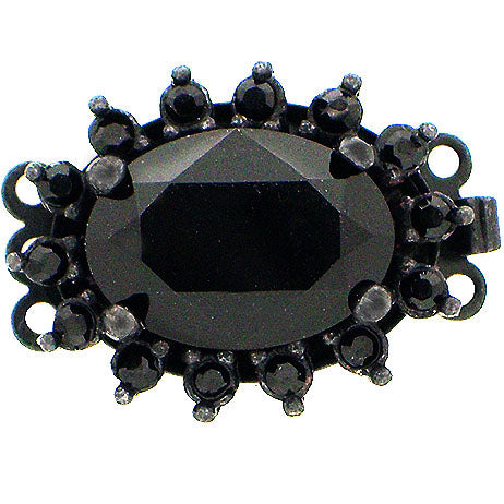 Claspgarten Instickslås - Oval med Jet Swarovskikristaller Svartfärgad 21x16mm 1 styck Claspgarten