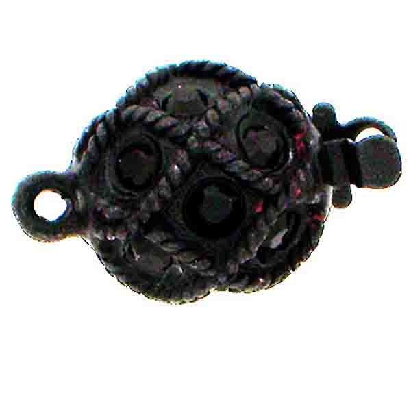 Claspgarten instickslås - Rund med jet swarovskikristaller Svartfärgad 10,5mm 1 styck Claspgarten