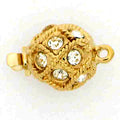 Claspgarten instickslås - Rund med swarovskikristaller guldpläterad 10,5mm 1 styck Claspgarten