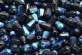 Firepolish Drop Bead – Jet AB 8x6 mm, 20-pack