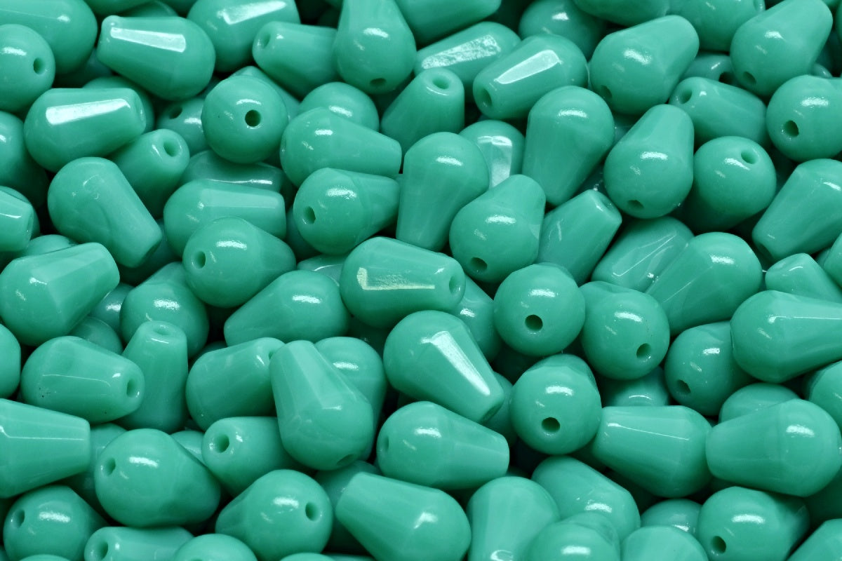 Firepolish Drop Bead – Green Turquoise 8 x 6 mm, 20-pack