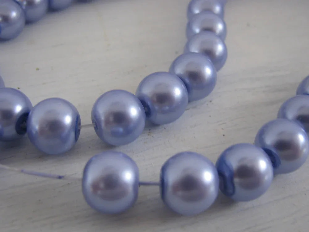 Vaxade glaspärlor - Syren 10 mm 1 sträng Hilmas Pyssel