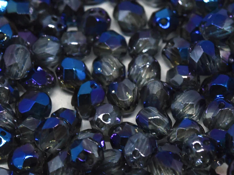 Facetterade RounTrio - Crystal Blue Flare Full 6mm 20-pack Hilmas Pyssel