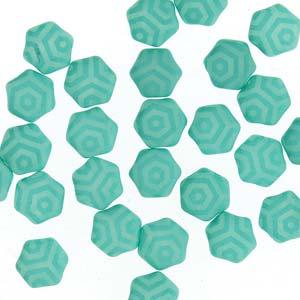 Honeycomb - Silk Laser Silk Turquoise 6mm, 1 sträng Hilmas Pyssel